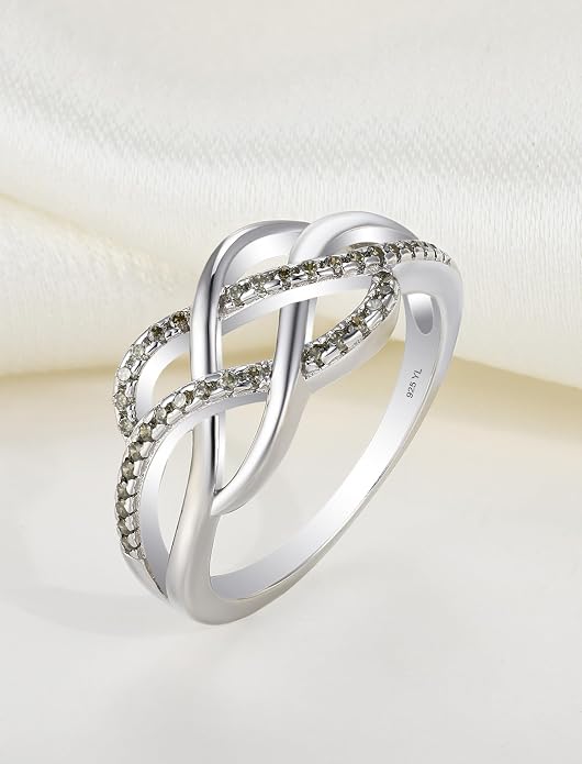 YL Celtic Knot Rings 925 Sterling Silver Twisted Knot Ring Birthstone Infinity Statement Jewelry for Women-size5