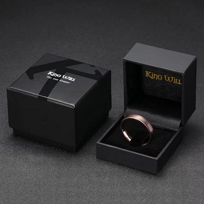 King Will Wedding Band for Men Women, 2/4/6/7/8mm Domed Matte Brushed Tungsten Carbide Rings, Solid/Dual Color Engagement Rings, Comfort Fit