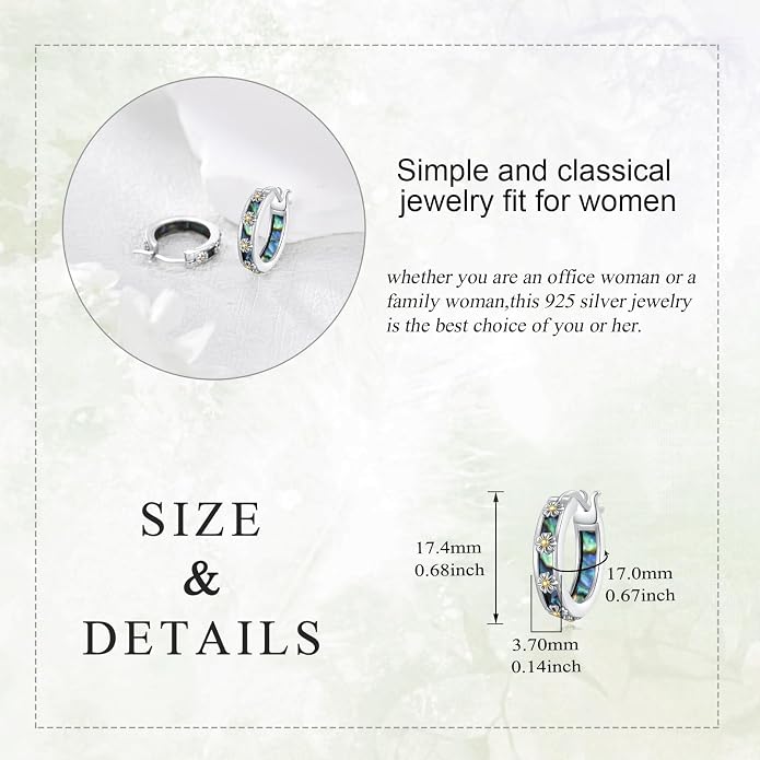 Moonstone/Pink Opal/Blue/Abalone Hoop Earrings for Women Sterling Silver Small Hoop Earrings Teardrop Huggie Earrings Jewelry Gifts