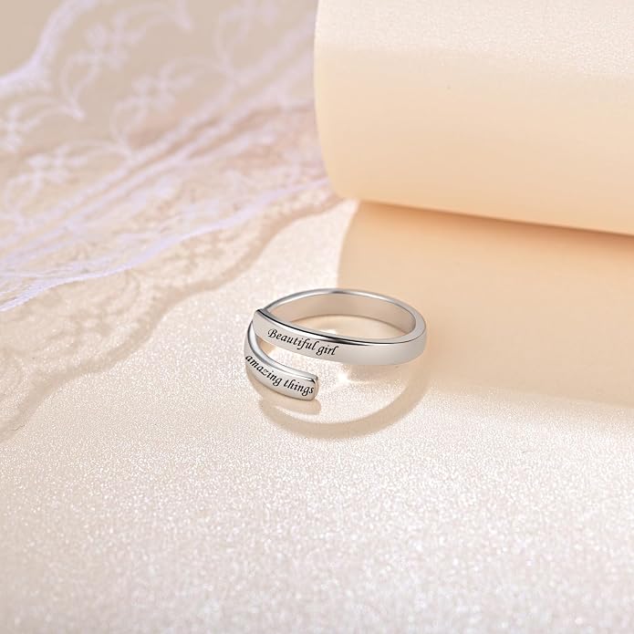 Silver Adjustable Ring Inspirational Jewelry S925 Sterling Wrap Open Ring for Women