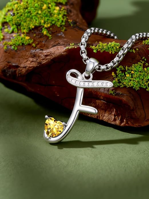 Birthday Gifts for Women Alphabet A to Z Initial Birthstone Pendant Necklaces for Women - 18k White Gold Plated Personalized Name Jewelry Anniversary Graduation Gifts for Wife Her Daughter Girlfriend(with Gift Box)