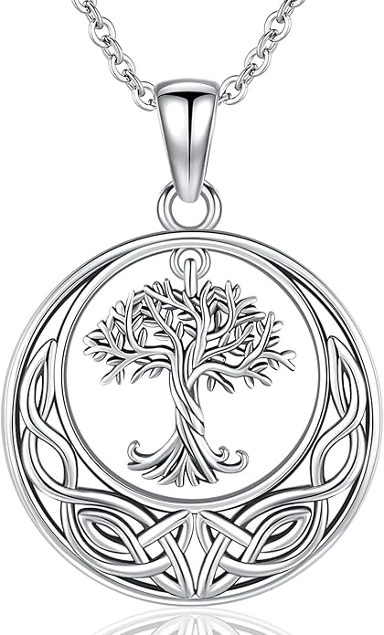 Aniu Tree of Life Necklace for Women, 925 Sterling Silver Mother of Pearl Family Palm Tree Charm Pendant Jewelry for Birthday Christmas Gift