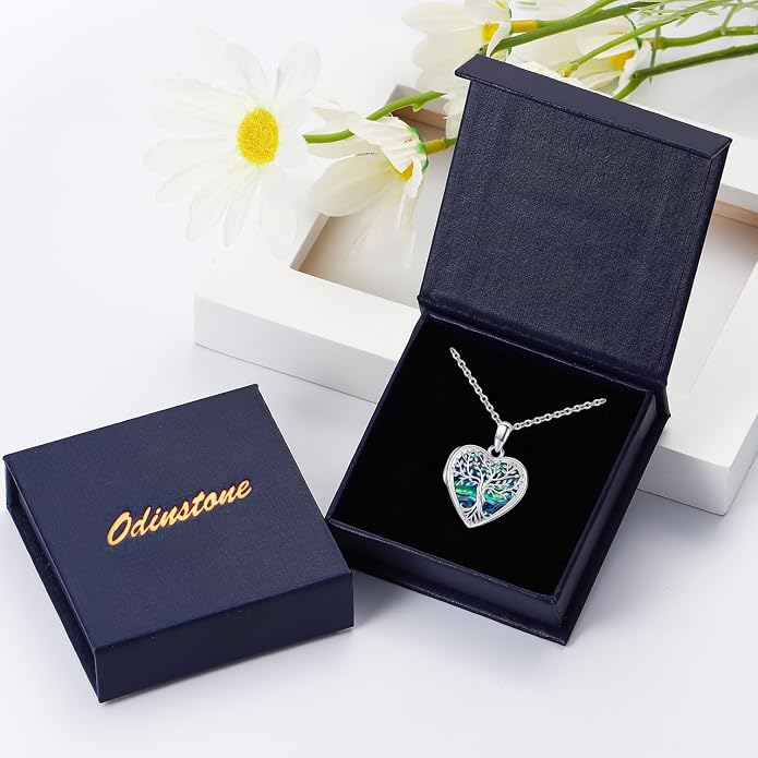 Odinstone Tree of Life Necklace, Sterling Silver Pendant for Women Family Tree Necklaces Jewelry for Mom/Wife/Grandma(With Fine Gift Box)