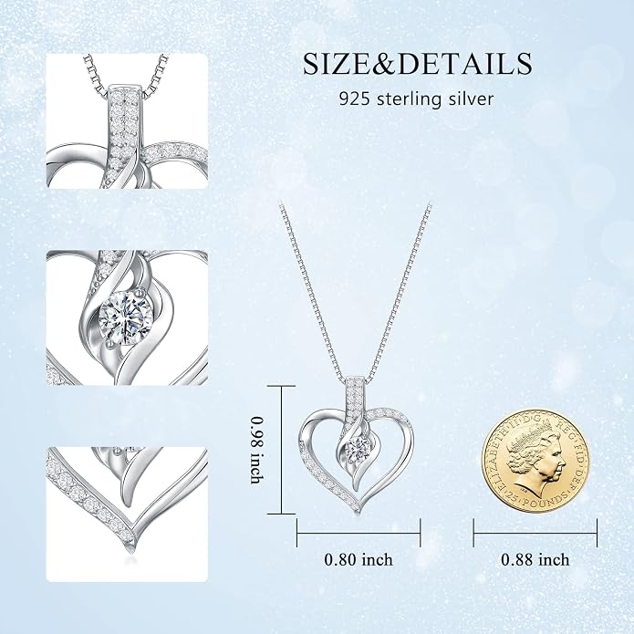 Birthstone Necklace Gifts for Women, 18K Gold-plated Sterling Silver Love Heart Necklace Durable Box Chain Women Jewelry Gifts for Her 20"