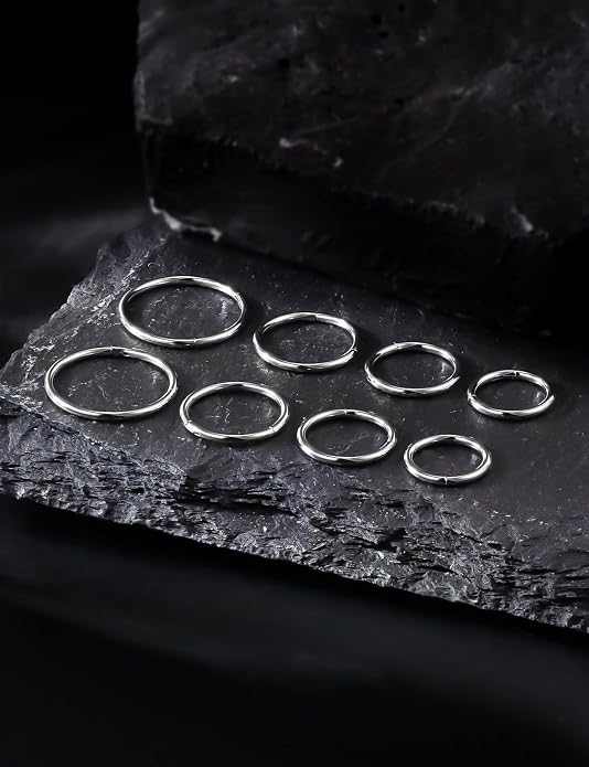 20G 18G 16G 14G 12G 10G 8G 6G Nose Rings Hoops 316l Surgical Steel Clicker Septum Lip Ring Tragus Helix Daith Rook Conch Snug Cartilage Lobe Earrings Hoop Piercing Jewelry For Women Men