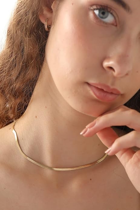 Natural Freshwater Baroque Pearl Necklace 14K Gold Plated Dainty Choker Necklace for Women Girls Snake Chain/Cuban Link/Paperclip/Ball Beaded Chain/Tennis Chain Fashion Jewelry for Gift