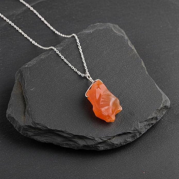 Raw Gemstone Dainty Pendant Necklace for Women, Trendy Healing Chakra Crystal, Birthstone Handmade 925 Sterling Silver Adjustable 18 inch Chain Jewelry, Birthday Gifts