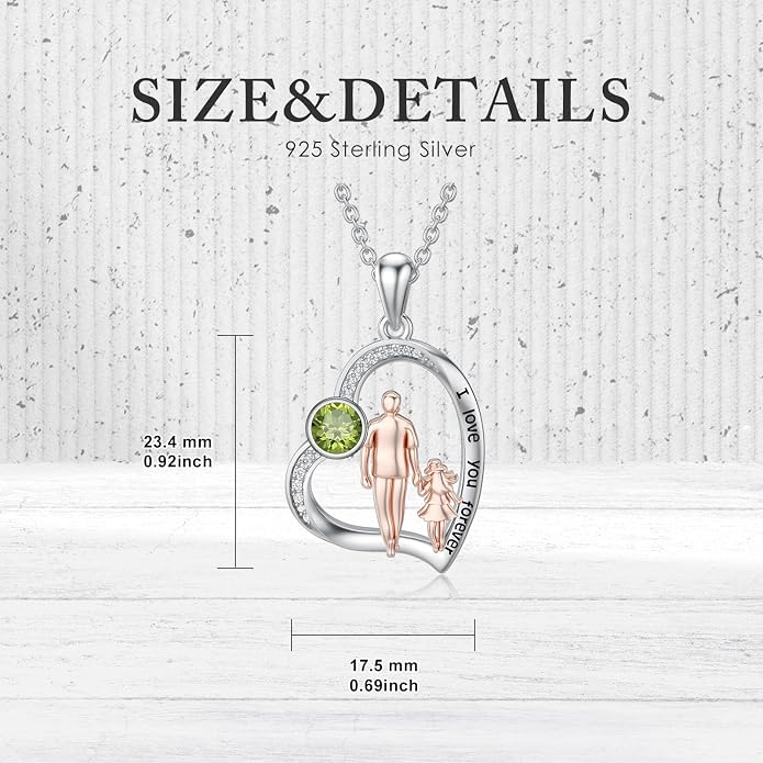 PROESS S925 Sterling Silver Daughter Heart Pendant Necklace from Dad Mom I Love You Forever Jewelry
