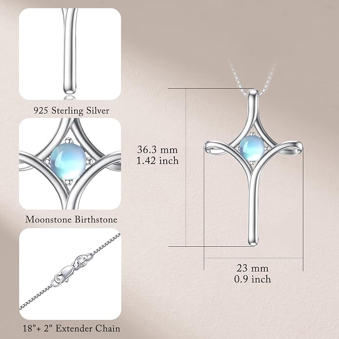 TOUPOP Cross Necklace for Women 925 Sterling Silver Birthstone Cross Pendant Fine Jewelry Anniversary Birthday Mothers Day Gifts for Mom Wife Her