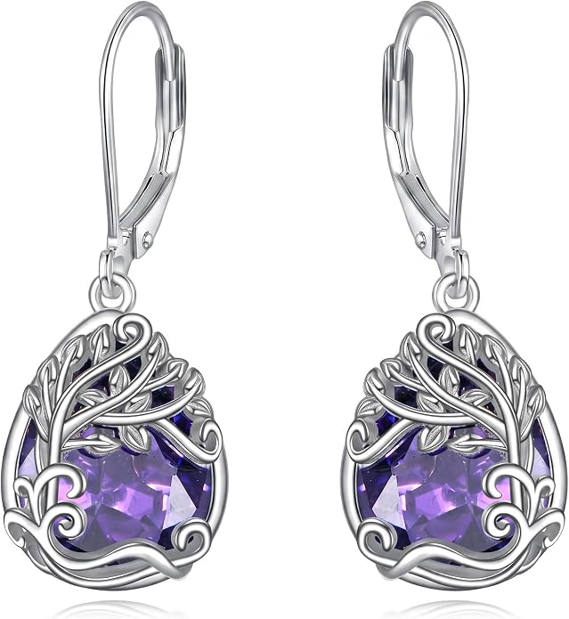 Teardrop Tree of Life/Filigree Earrings for Women Dangle Leverback Earrings Jewelry Gift Anniversary For Her