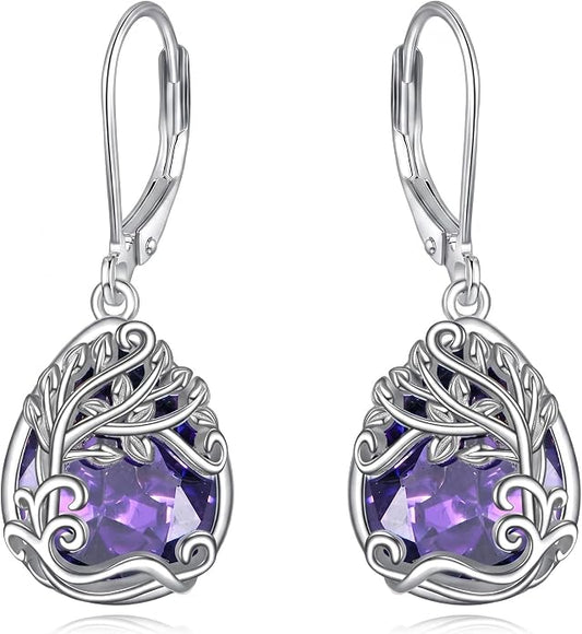 Teardrop Tree of Life/Filigree Earrings for Women Dangle Leverback Earrings Jewelry Gift Anniversary For Her