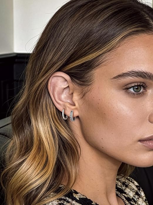 Bandmax 925 Sterling Silver Black Huggie Hoop Earrings 10mm Small Hypoallergenic Cartilage Piercing Jewelry for Women Men Gift