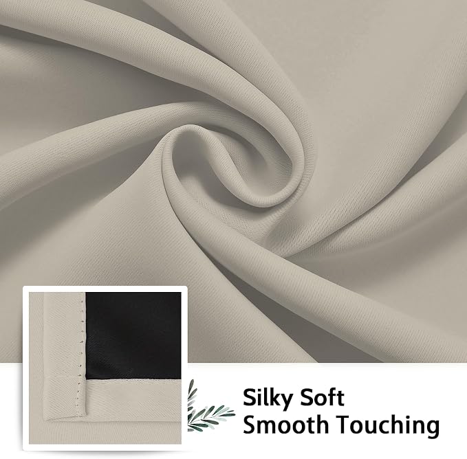 SimpleHome Stone 100% Blackout Curtains Room Darkening Living Room 63 Inch | Curtains for Bedroom,Thermal Insulated Grommet Window Drapes,Curtains for Living Room with Black Back,52 x 63 Inch,2 Panels