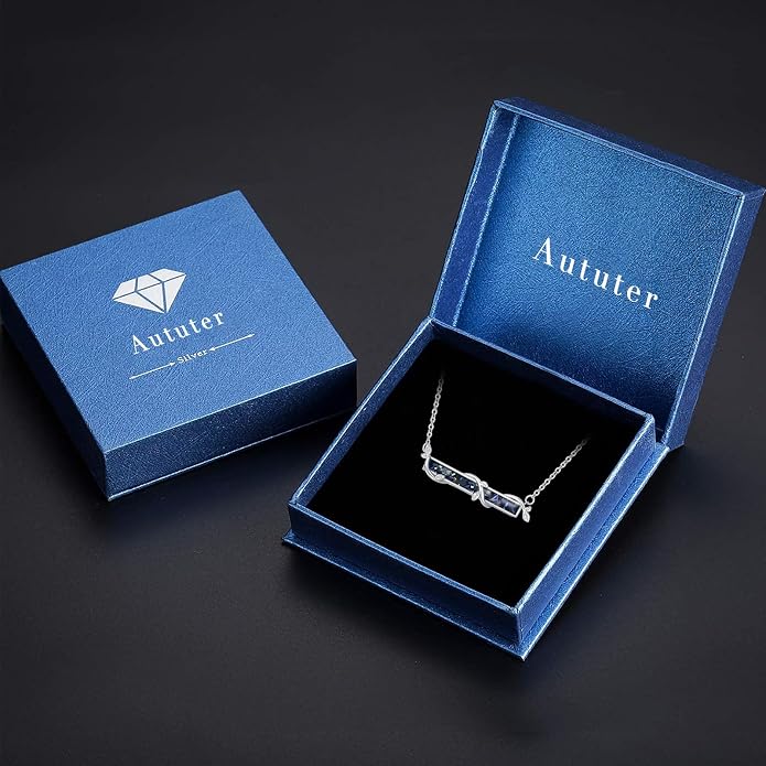 Bar Opal Leaf Necklace For Women S925 Sterling Silver White Opal Pendant with Leaf Charm Bar Pendant Jewelry Gift For Mom Daughter Wife