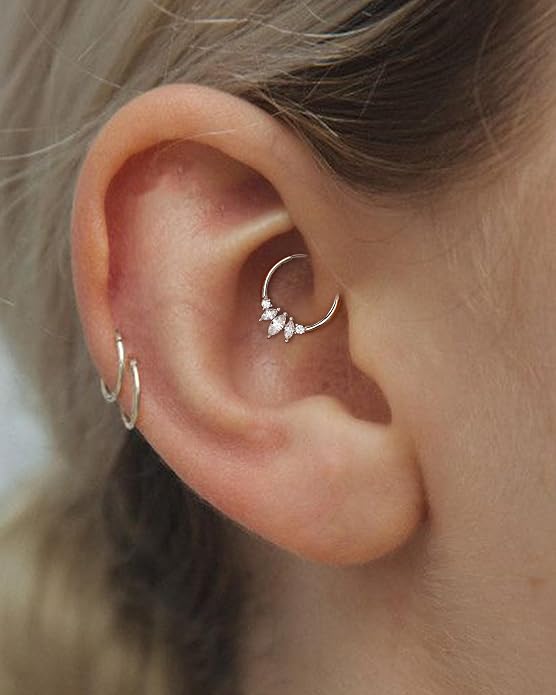COCHARM 14K Gold Septum Rings 14K Yellow Gold Septum Piercing Jewelry 16g Septum Clicker 14kt Real Gold Daith Earrings Solid Gold Daith Piercing Hoop Daith Jewelry for Women Men