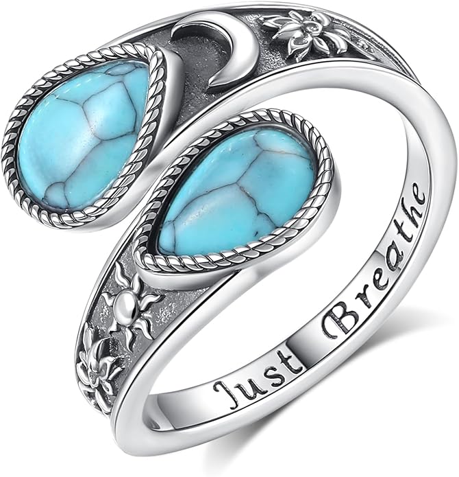 Vito 925 Sterling Silver Adjustable Open Spoon Ring for Women Men, Lotus Sunflower Snake Spoon Band Rings Feather Hug Witches Knot Inspirational Jewelry Gift for Wife