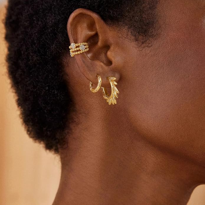 MYEARS Women Hoop Earrings Gold 14K Gold Filled Small Simple Handmade Hypoallergenic Everyday Illusion Jewelry