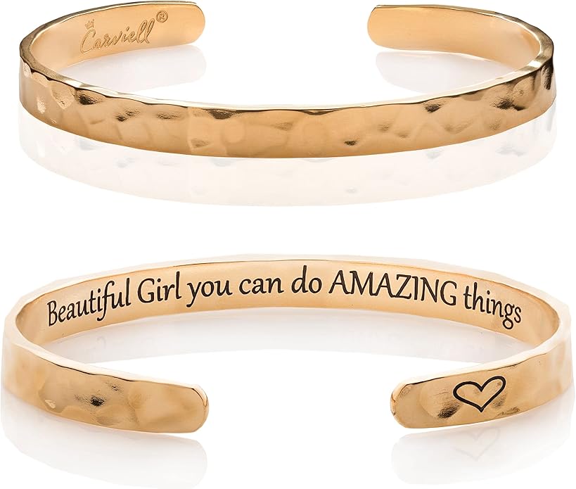 Carviell Bracelet - Gifts for Women – Inspirational, Friendship, Love, Mom, Daughter, Sister, Christian, Graduation, Memorial & Wedding Gifts – 100+ Phrases – Stainless Steel, Gift-Ready