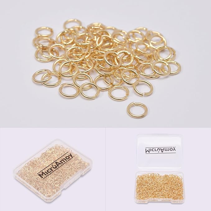 500pcs 14k Gold Filled Jump Rings,Non Tarnish Gold Open Jump Rings for Necklace Bracelet Earrings DIY Jewelry Making Supplies (0.7x6mm, Gold)