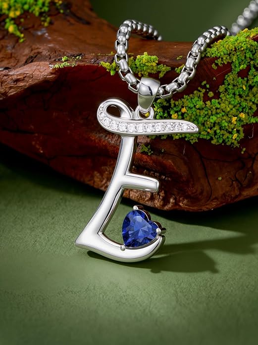 Birthday Gifts for Women Alphabet A to Z Initial Birthstone Pendant Necklaces for Women - 18k White Gold Plated Personalized Name Jewelry Anniversary Graduation Gifts for Wife Her Daughter Girlfriend(with Gift Box)