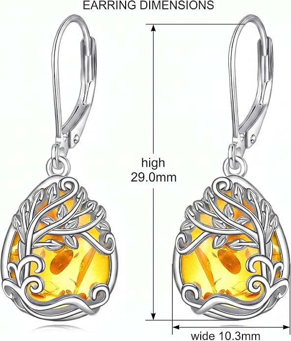 Teardrop Tree of Life/Filigree Earrings for Women Dangle Leverback Earrings Jewelry Gift Anniversary For Her