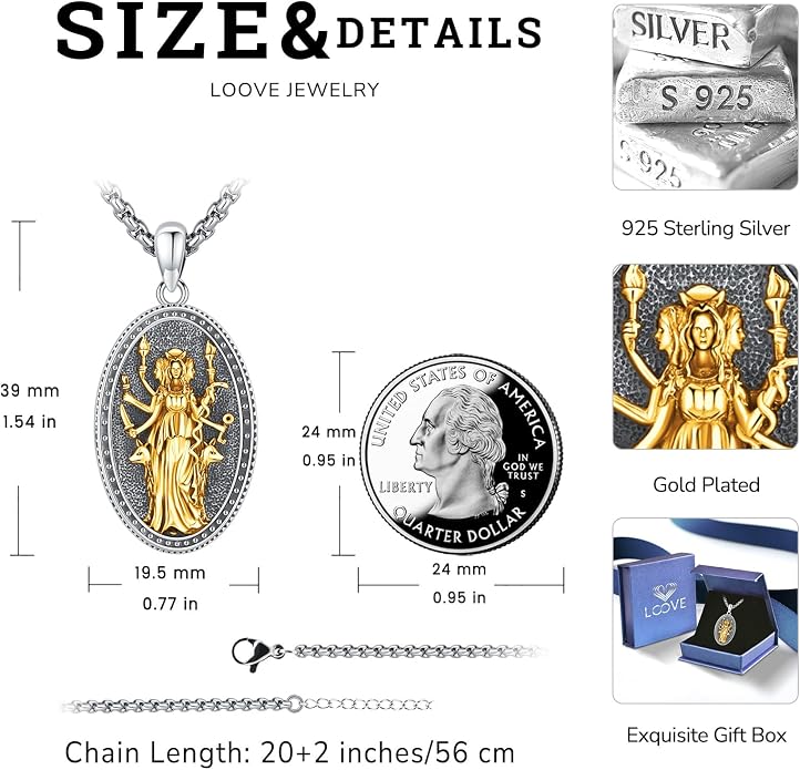 Pentagram/Celtic Knot/Witches Knot/Santa Muerte/Triple Moon Goddess/Baphomet/Hecate Necklace Sterling Silver Magic Wiccan Amulet Pagan Jewelry for Women Men