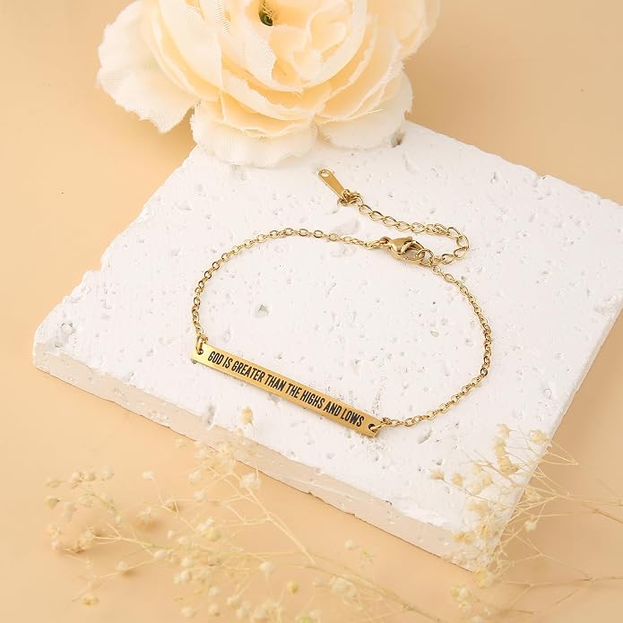 Dont Let The Hard Days Win Bracelet - Gold Hard Day Motivational Bangle Stainless Steel Engraved Words, Inspirational Chain Jewelry Gifts for Women Friend