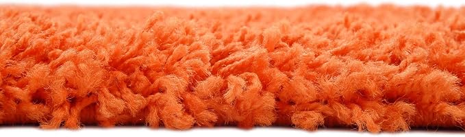 Unique Loom Solid Shag Collection Area Rug (8' Square, Tiger Orange)