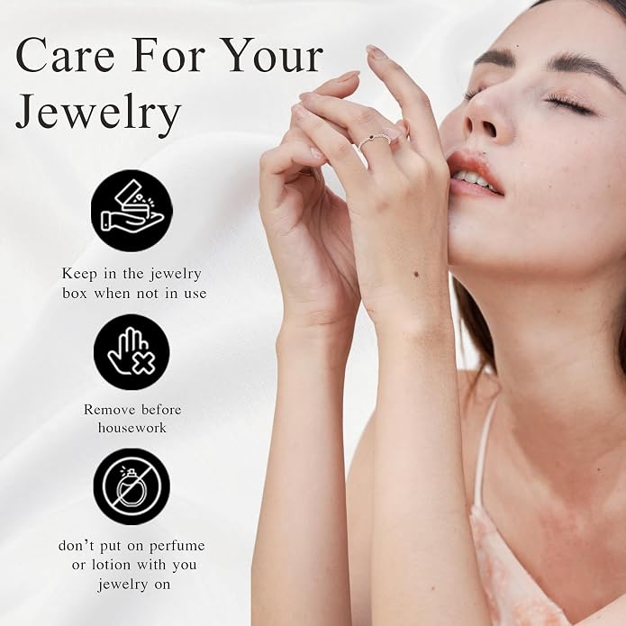 14k Gold Chain Rings for Women with Natural 2.2mm Birthstone, Women's Statement Rings, Chain Rings