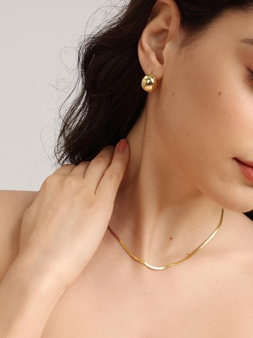 FRUMOS Gold Plated Necklace for Women, Dainty Layered Chain Necklace, Fashion Jewelry for Daily Wear