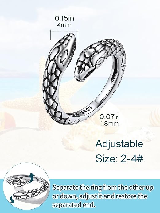 ChicSilver Toe Rings for Women 925 Sterling Silver Toe Ring Hypoallergenic Adjustable Open Rings for Women Summer Jewelry