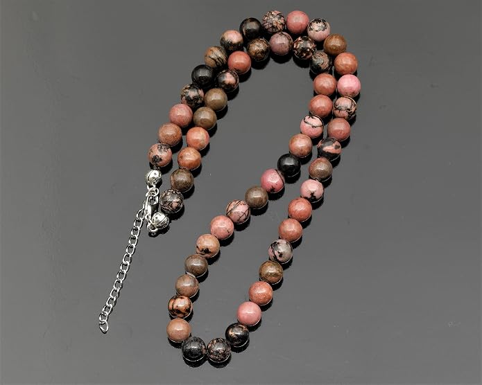 Natural Gemstone Beaded Choker Necklace | 8mm Handmade Adjustable Jewelry for Men & Women | Chakra Balancing Crystal Necklace | Spiritual Gift | Macrame Cord with Extender