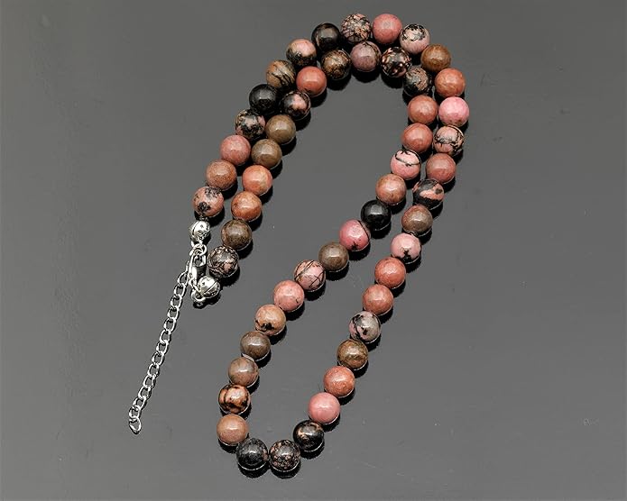 Natural Gemstone Beaded Choker Necklace | 8mm Handmade Adjustable Jewelry for Men & Women | Chakra Balancing Crystal Necklace | Spiritual Gift | Macrame Cord with Extender