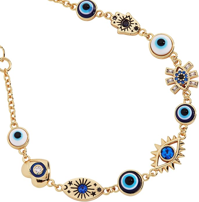 Alex and Ani Evil Eye Bracelets - Sapphire & Crystal Stones, Nickel-Free, Radiant Evil Eye Jewelry for Women