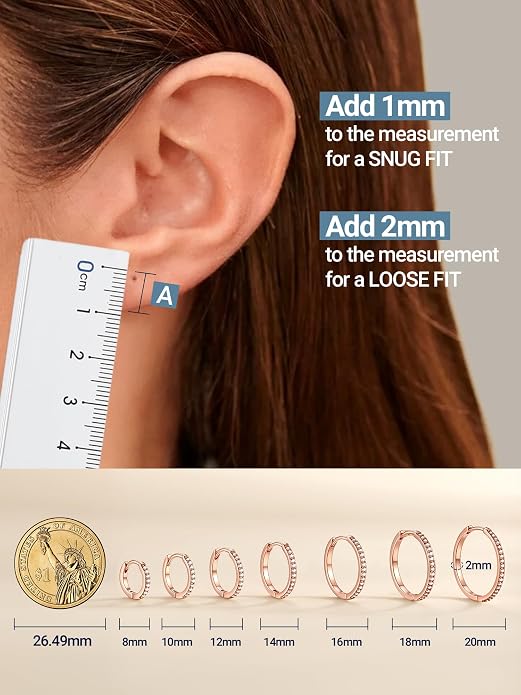 PROSTEEL Hoop Earrings for Women, Huggie Hoop with 925 Sterling Silver Post, 8/10/12/14/16/18/20mm Small Huggie Hoops, 14K Gold Plated/Silver/Black/Rose Gold Hypoallergenic Earrings Jewelry