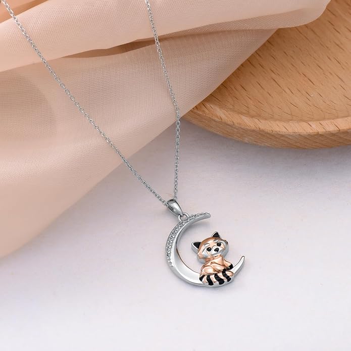 PROESS Animal Birthstone Necklace 925 Sterling Silver Otter/Axolotl/Hippo/Elephant/Dachshund/Monkey/Red Panda Pendant Necklace Animal Birthstone Jewelry Gifts for Women