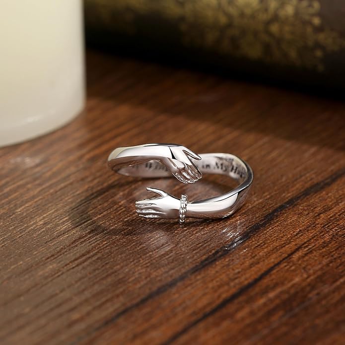 Vito 925 Sterling Silver Adjustable Open Spoon Ring for Women Men, Lotus Sunflower Snake Spoon Band Rings Feather Hug Witches Knot Inspirational Jewelry Gift for Wife