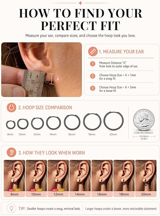 FaithHeart 925 Sterling Silver Huggie Hoop Earrings, Silver Small Hoop Earring for Women, 14K Gold/Black/Rose Gold Hypoallergenic Cartilage Earrings for Women 6/8/10/12/14/16/18/20mm