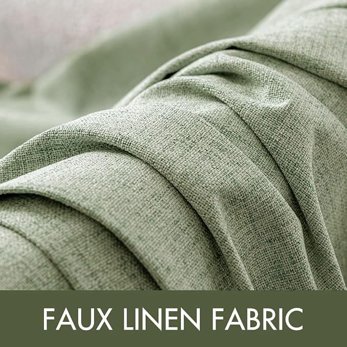 MIULEE Linen Texture Curtains for Bedroom Solid 100% Blackout Thermal Insulated Sage Green Curtains Grommet Room Darkening Curtains/Draperies for Living Room 52x108 Inch (2 Panels)