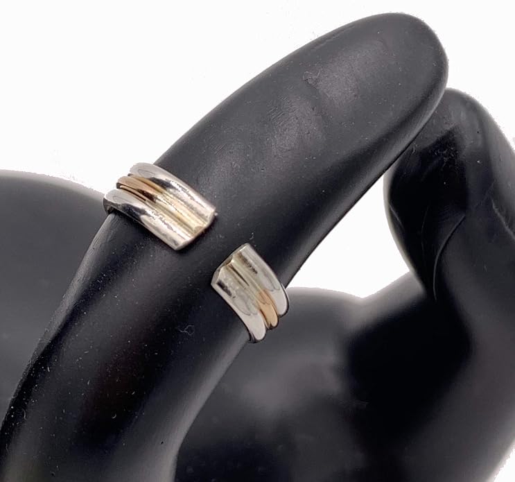 Triple Stack Mixed Metal Toe Ring | Sterling Silver and 14K Gold Fill Adjustable for Men and Women | Three Bonded Bands | Unisex One Size Fits Most