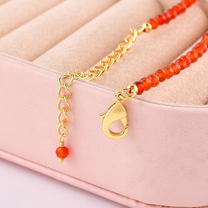 InfinityGemsArt Gemstone Gold Necklace For Women, Birthstone Natural Crystal Stone With Freshwater Pearl Beaded Jewelry, Gold Plated 18 Inch Chain