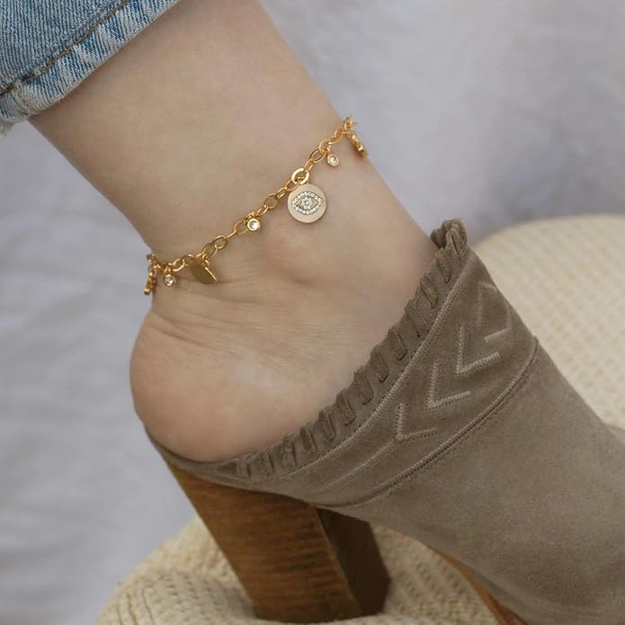 Ettika Anklets for Women. Anklet, 18k Gold or Rhodium Plated. Ankle Bracelets for Women, Jewelry