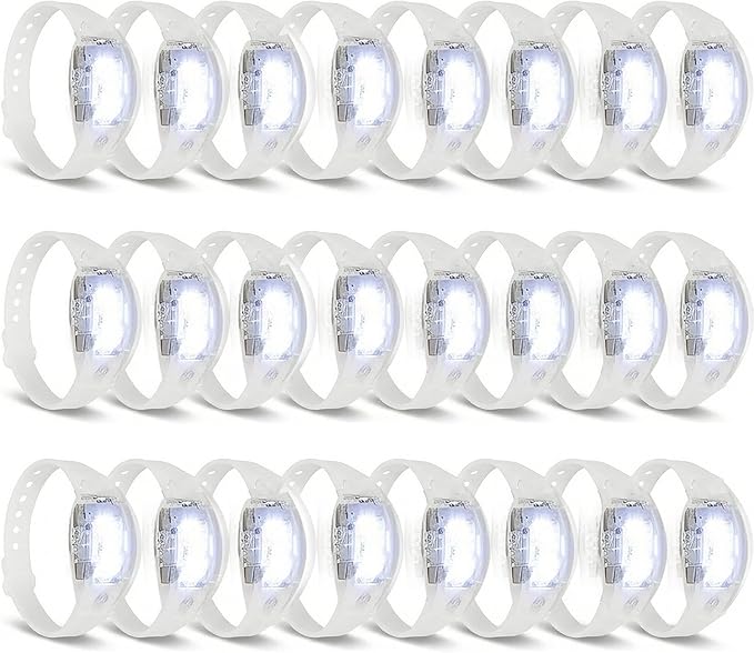 24 Pcs LED Bracelets Sound Activated Light Up Bracelets, Flashing LED Strobe Music Control Light Up Bracelets with Adjustable Buckle for Wedding, Carnival Parades,Concerts, Evening Ice-Skating Parties