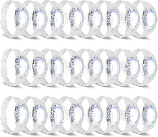 24 Pcs LED Bracelets Sound Activated Light Up Bracelets, Flashing LED Strobe Music Control Light Up Bracelets with Adjustable Buckle for Wedding, Carnival Parades,Concerts, Evening Ice-Skating Parties