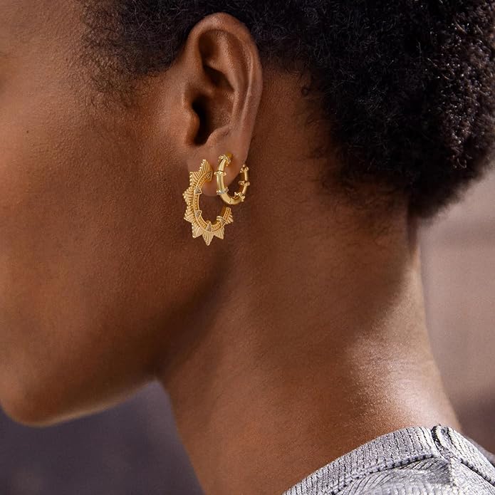 MYEARS Women Hoop Earrings Gold 14K Gold Filled Small Simple Handmade Hypoallergenic Everyday Illusion Jewelry
