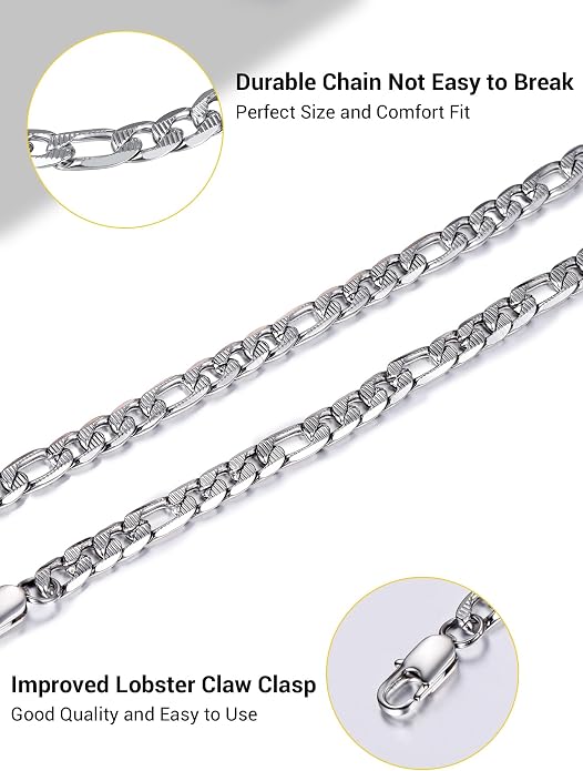 PROSTEEL Silver/Gold/Black Bracelets for Men Figaro Cuban Link, 6mm-13mm Width, 7.5"/8.3"/9" Length, Stainless Steel Mens Bracelet Jewelry with Gift Box