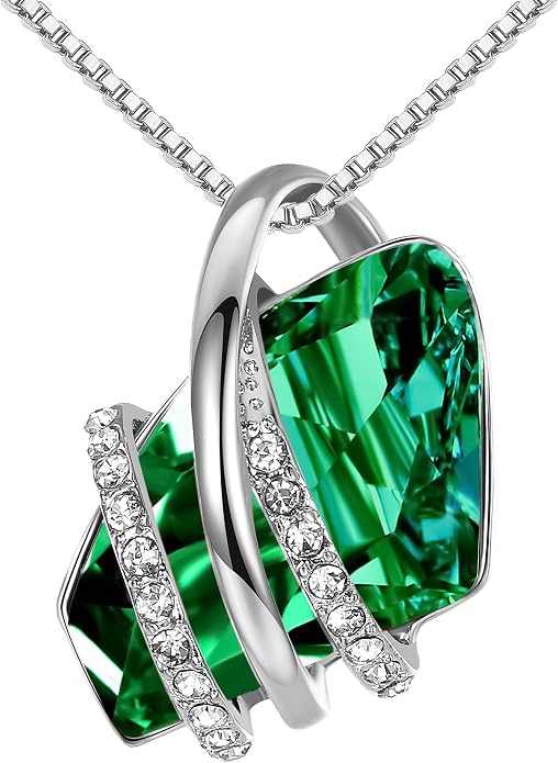 Leafael Wish Stone Pendant Necklace with Birthstone Crystal, 18K Rose Gold Plated/Silvertone, 18" + 2"