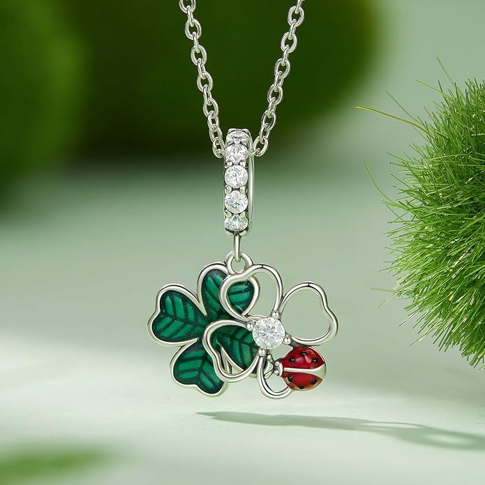 NINGAN 925 Sterling Silver Charm Golden Love Charm Buckle Safety Chain Travel Bead Firefly Dragonfly Pendant, Suitable for Women Bracelet and Necklace as Gift from Mom and Friends