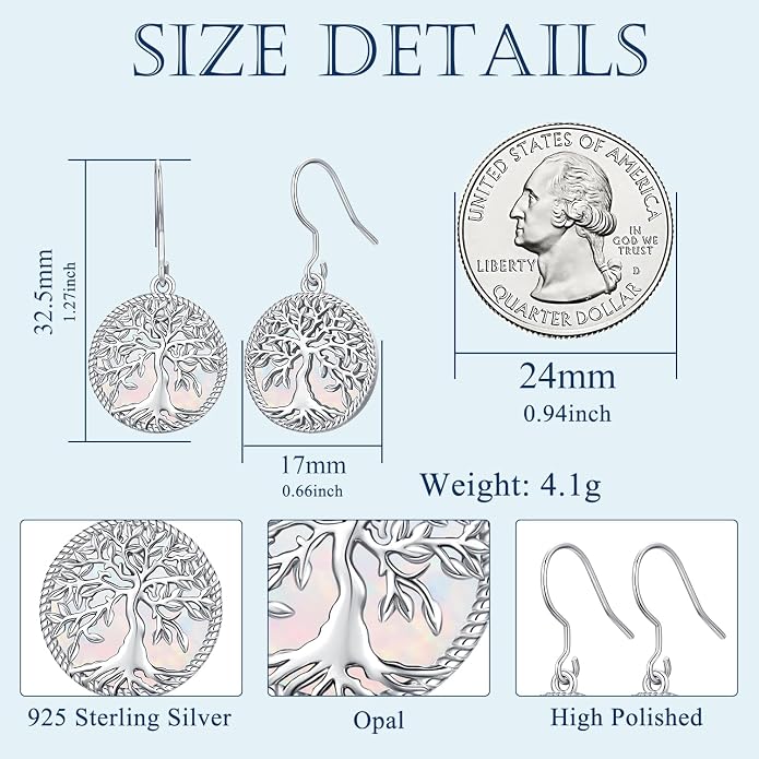 Aniu Tree of Life Earrings for Women Turquoise Malachite Teardrop Dangle Earrings for Women Sterling Silver Anniversary Birthday Drop Dangle Earrings Jewelry Gifts