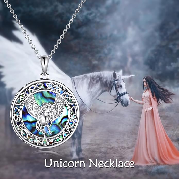 LUHE Sterling Silver Dragon/Wolf/Phoenix/Hummingbird/Horse/Unicorn Religious Pendant Necklace for Women Oxidized vintage Celtics Necklace Jewelry Christmas Gifts